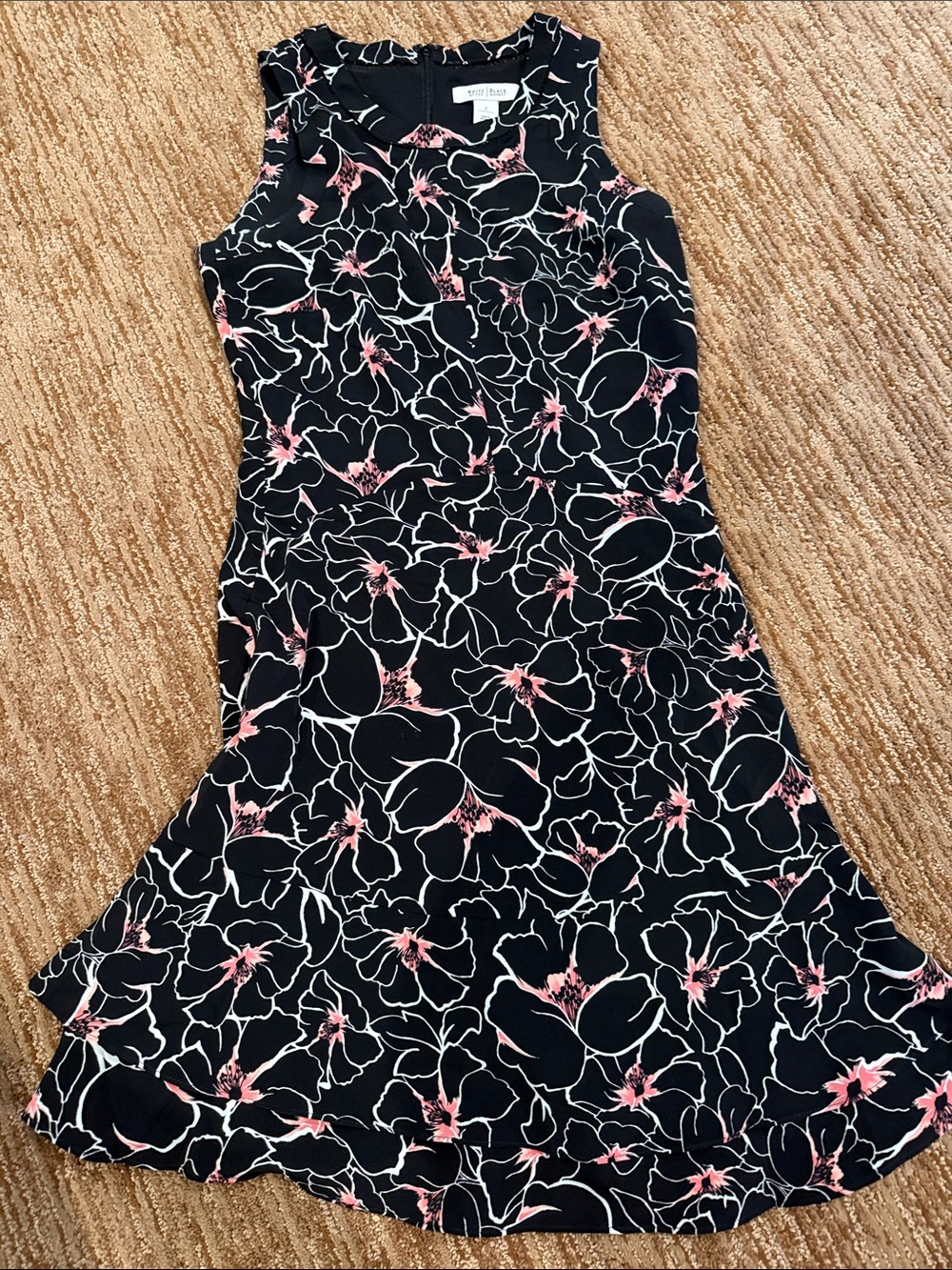 Tea Collection Black Dress with Pink & White Floral Print